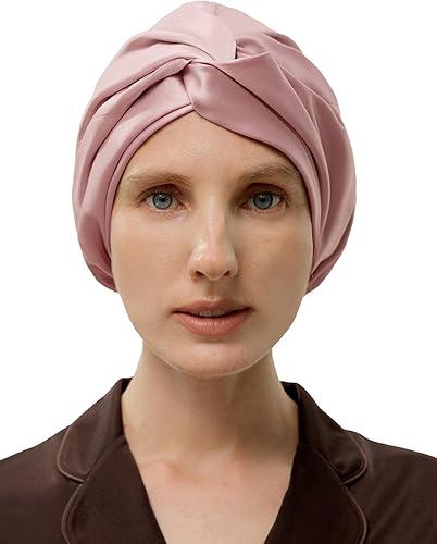LilySilk Pure Mulberry Silk Bonnet for Women Knot Bow Double Side Sleep Cap Hair Care Night
