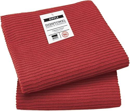Now Designs Ripple Kitchen Towel, Set of 2, Carmine