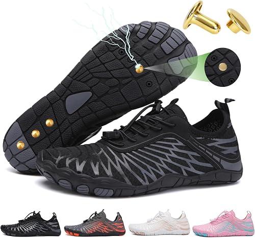 Grounding Shoes with Copper for Women Men with Wide Toe Box, Healthy & Non-Slip Breathable Barefoot Water Shoes Beach Pool Aqua Swim Surf Hiking Walking Shoes