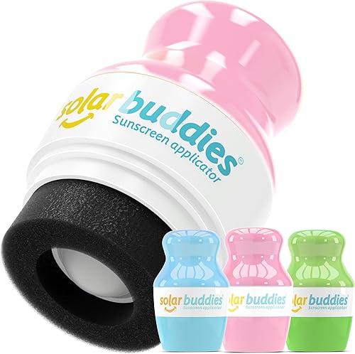 Solar Buddies Sunscreen Applicator - Full Pink, Green, Blue - BPA-Free Refillable Roll on Sponge Sunscreen, Suncream & Lotion Applicator For Kids, Adults & Families - Holds 3.4fl oz, Travel Size