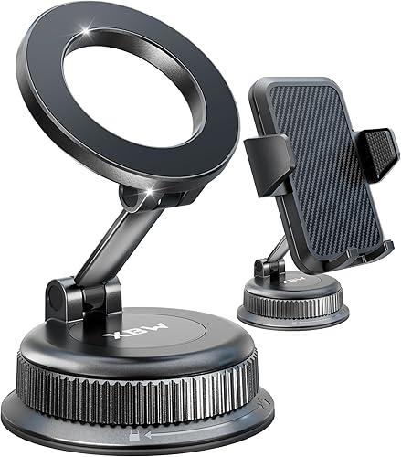 Car Phone Mount with Magnetic Clip for Magsafe & Android 360 Universal Suction Phone Mount for Dashboard Windshield Car Phone Holder for Car for iPhone 17 16 15 14 Pro Max Samsung Galaxy S25 Cell