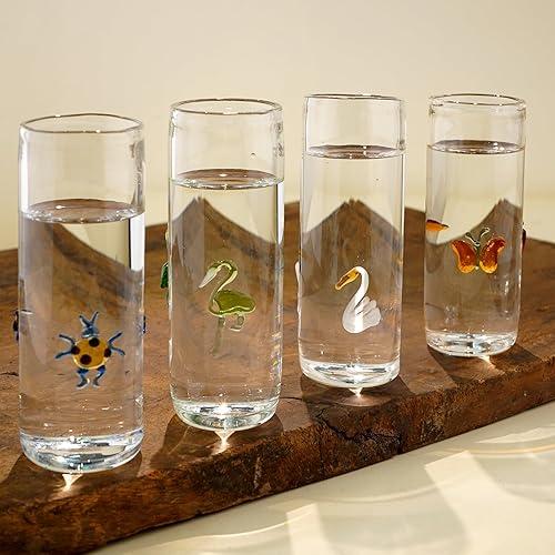 Indian Shelf Clear Unique Cute Shot Glasses Set of 4 Whiskey, Tequila, Vodka, Liquors Gifts for Men or Women Bar Set