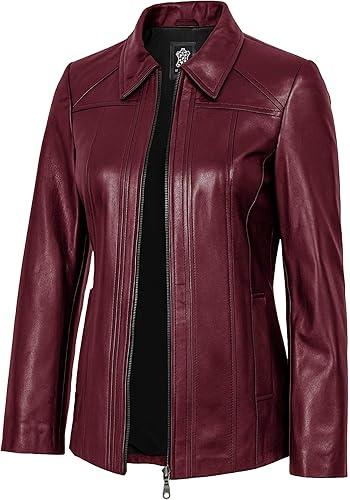 Women's Real Lambskin Leather Coats - Casual Style Long Genuine Leather Jackets for Women