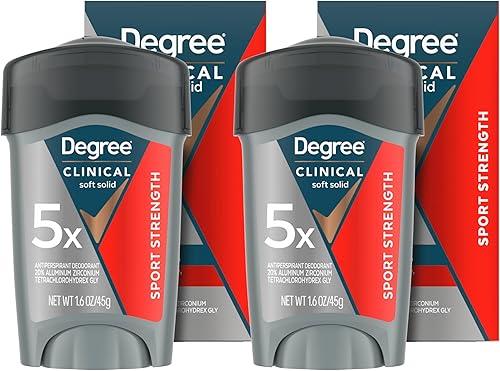 Degree Men Clinical Strength Antiperspirant Deodorant 2 Pack Sport Strength Soft Solid 96-Hour Sweat and Odor Protection 5x Types of Sweat 1.6 oz