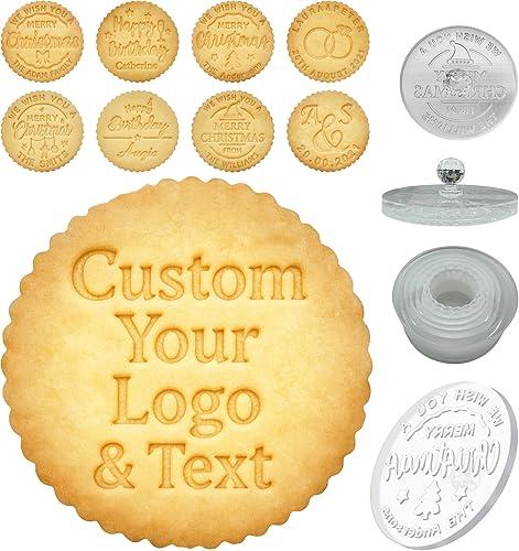 Personalized Cookie Stamp for Baking Cookies Design Your Logo/Text Custom Cookie Cutter Stamps with Family Name Wedding Birthday Christmas Gifts