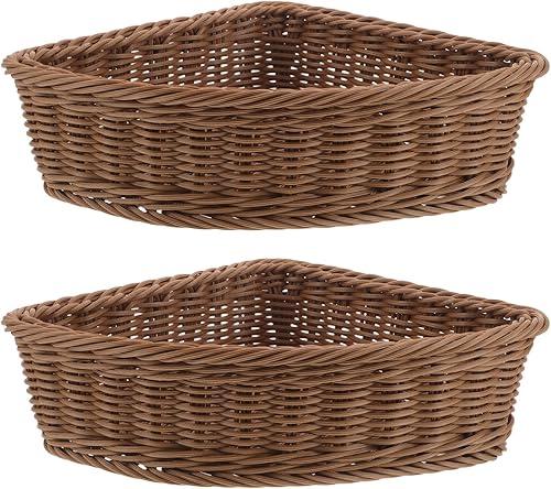 Garneck 2pcs Corner Storage Baskets Stackable Wardrobe Organizer for Cabinet Closet Kitchen Triangular Shelf Basket for Sundries Makeup Pantry Bathroom Essentials — 5% off
