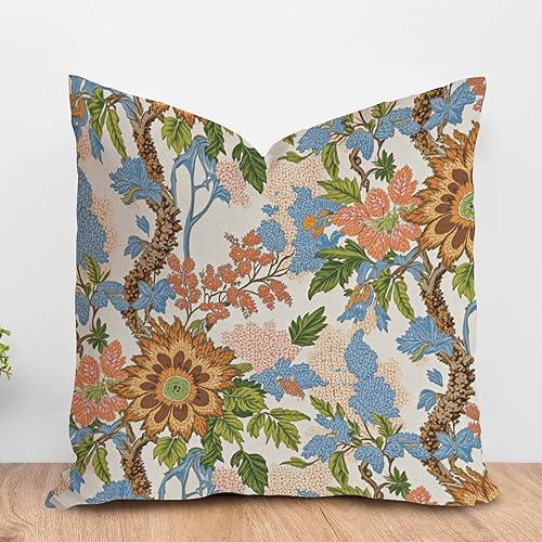 ArogGeld Japandi Style Palm Leaf Print Throw Pillow Covers Botanical Floral Cottagecore Cushion Covers Linen Pillow Cover 18x18in Pillowcase Home Decor for Sofa Couch Accent Pillows for Indoor
