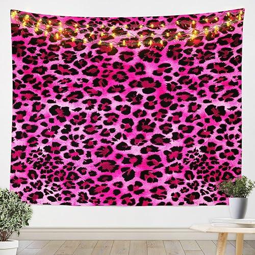 Feelyou Leopard Tapestry Large 59"x82" Kids Cheetah Wall Blanket for Boys Teens Hot Pink Animal Print Wall Hanging Safari Wall Art Room Decor Zebra Tapestries