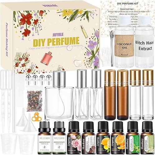 JUYRLE Perfume Making Kit- DIY Roller Perfume Making Kits for Women, Make Your Own Scent with Essential Oil, Bottle, Roller Fragrance Set, Fragrance Gifts for Women Girls