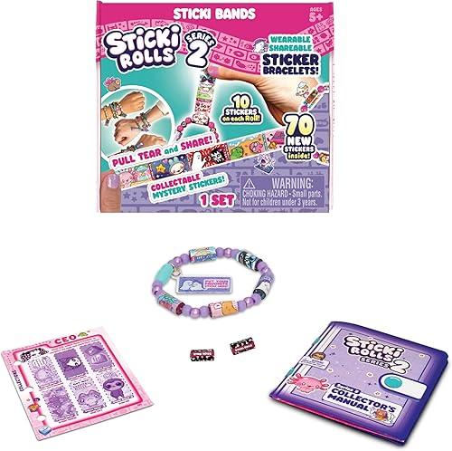 STICKI ROLLS Sticki Bands - Wearable & Shareable Toy Sticker Bracelet | Includes 70 Mini Stickers | 2 Mystery Reveal Sticki Rolls | Over 1000 Sticker Designs to Discover and Collect! (Series 2 )