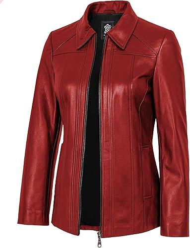 Women's Real Lambskin Leather Coats - Casual Style Long Genuine Leather Jackets for Women
