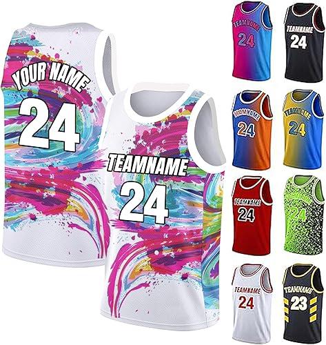 Custom Basketball Jersey Team Name Number Personalized Practice Shirt for Men Youth Kids Boys College University, S~4XL