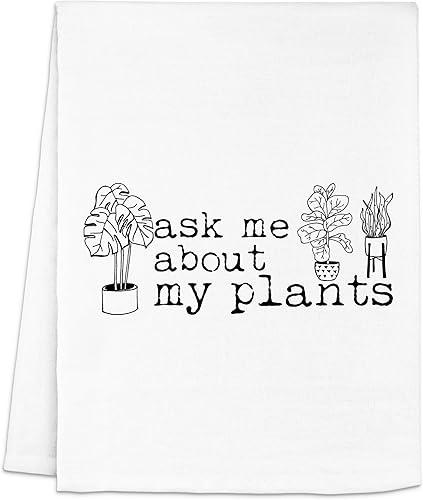 Moonlight Makers Ask Me About My Plants Dish Towel, Funny Kitchen Towels, Cute Wash Cloths, Cotton Dish Towels for Kitchen Drying, New Home & Apartment Essentials, White Dish Towel