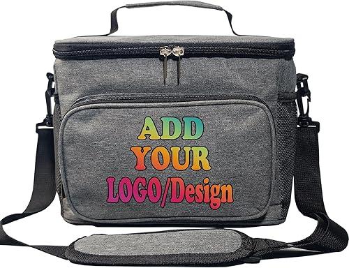 SMALL COLOR Personalized Lunch Cooler Box Bag Custom Insulated Tote Bag With Print Logo/Text/Photo (Single-layer style gray)
